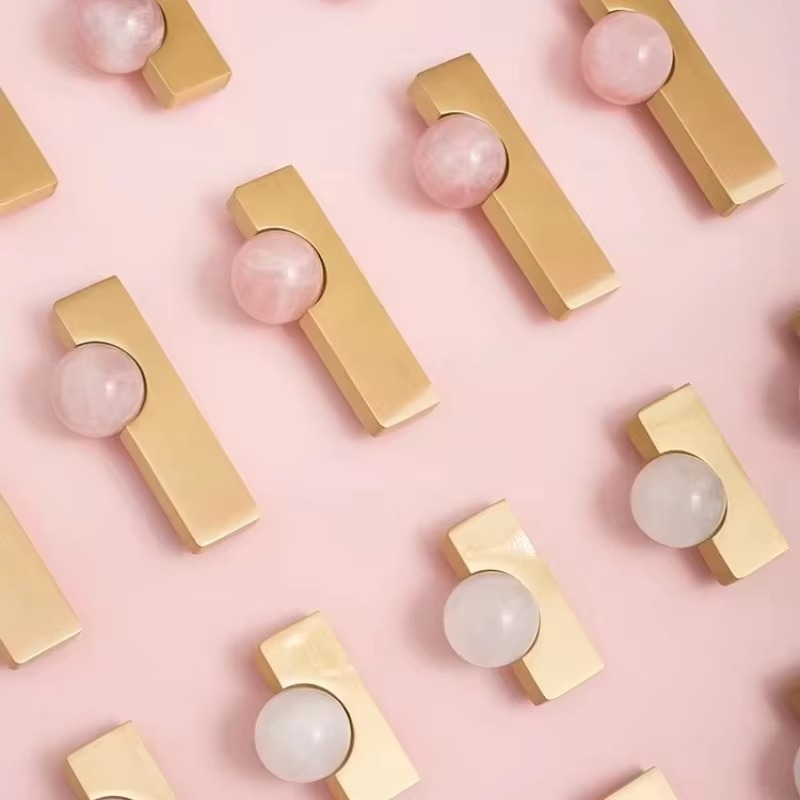 Furniture Hardware Drop Pulls - White Crystal Ball+Brass Furniture Handles Kitchen
